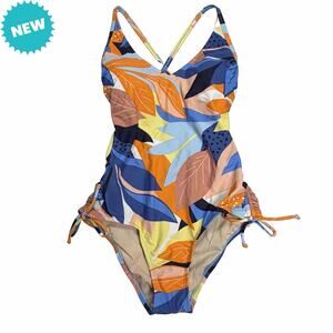 Kona Sol Swimsuit Women's Small One Piece Tropical Multicolor Medium Coverage
